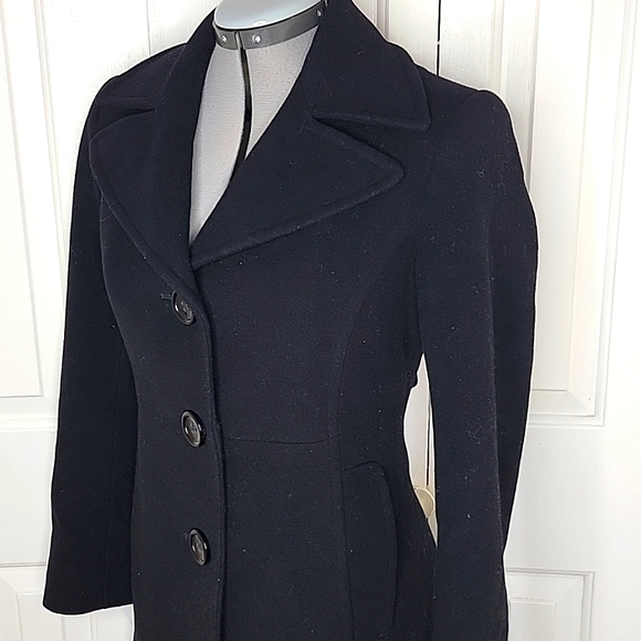 DKNY Wool and Cashmere Blend Coat Size 4P Black - Picture 3 of 7